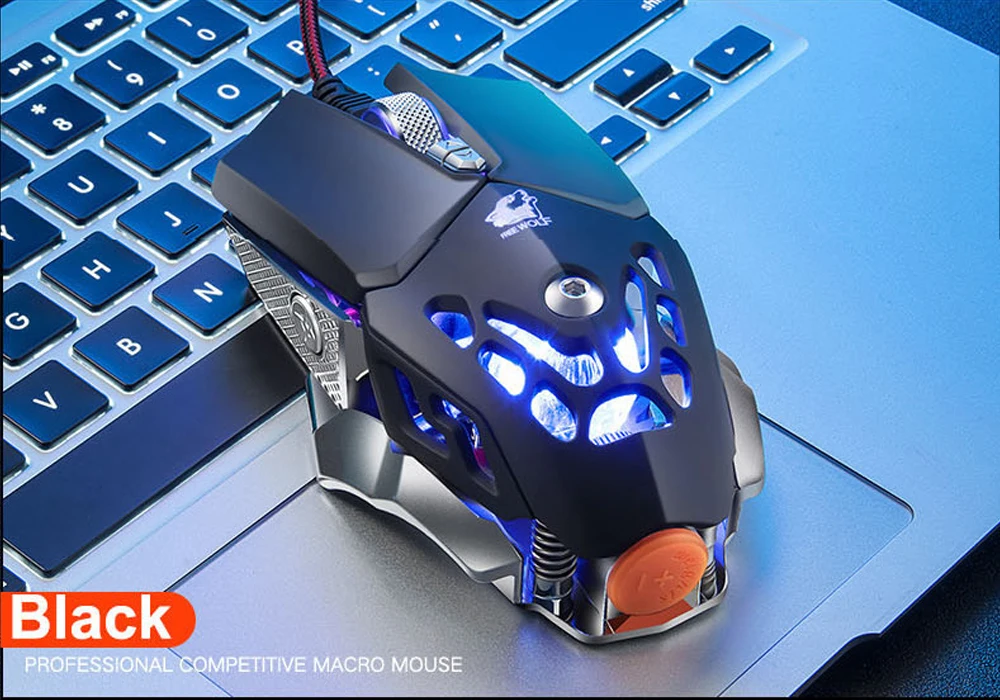 Freewolf для V9 2400 точек/дюйм Профессиональный 6-ключ макропрограммирование Мышь светодиодный кабель машины Подсветка игра Мышь