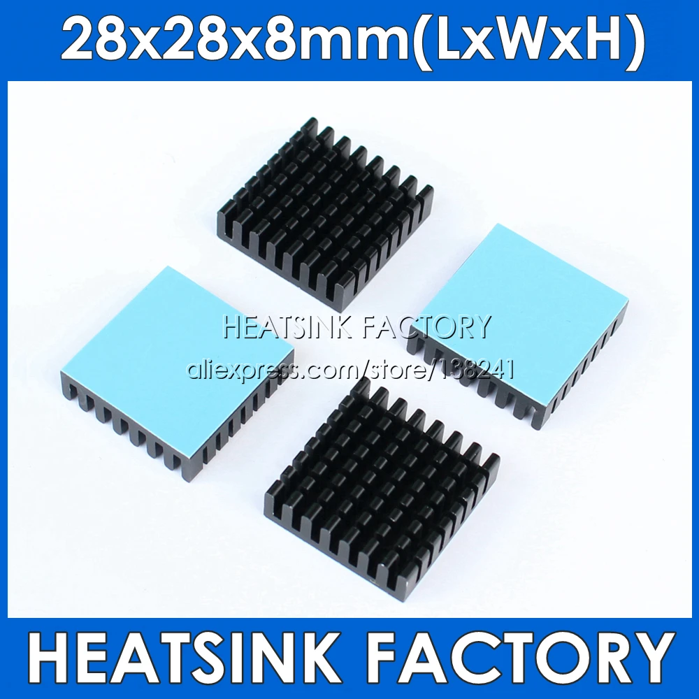 28x28x8mm White / Silver Black Gold Aluminum Heat Sink Cooler With Thermal Double Sided Pad Dissipation Radiator | Компьютеры и офис