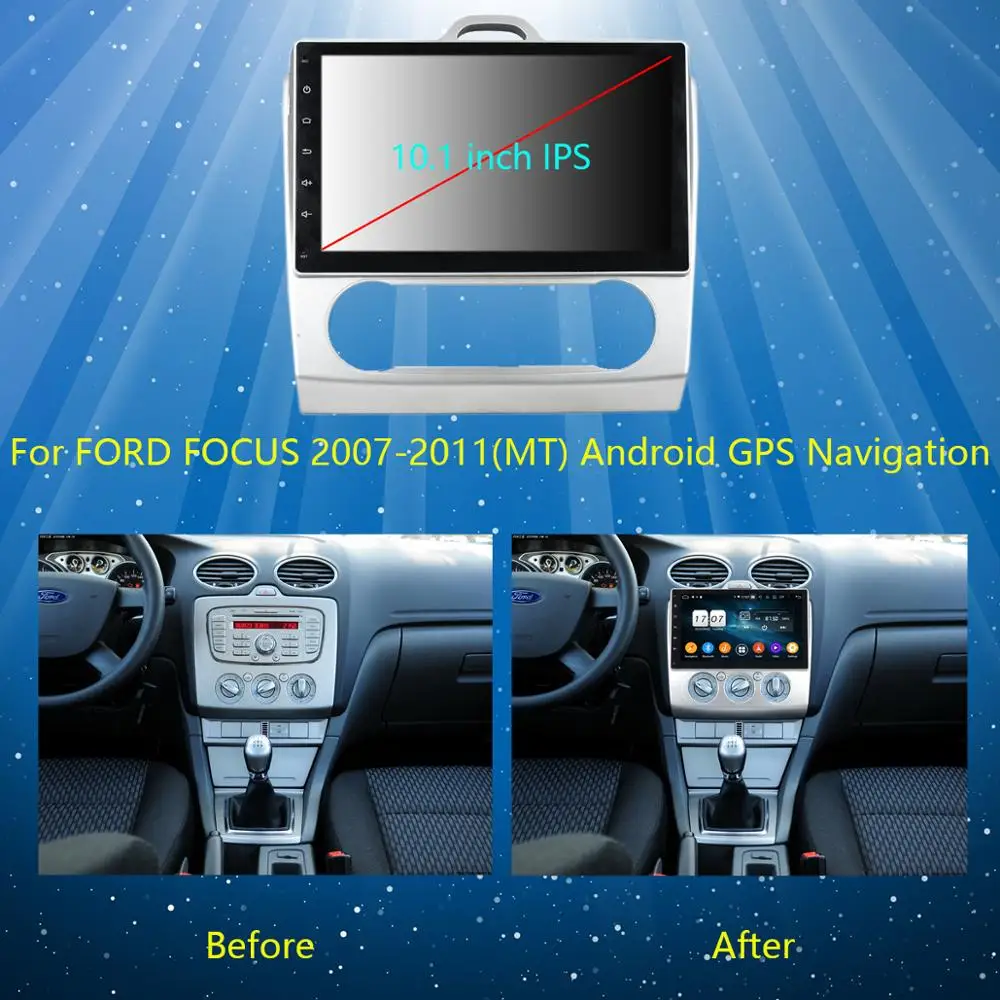 Автомобильный DVD-плеер радио GPS Android 9 0 8 ядер дюймов IPS 4 Гб ОЗУ + 64 ПЗУ для Ford Focus 2007