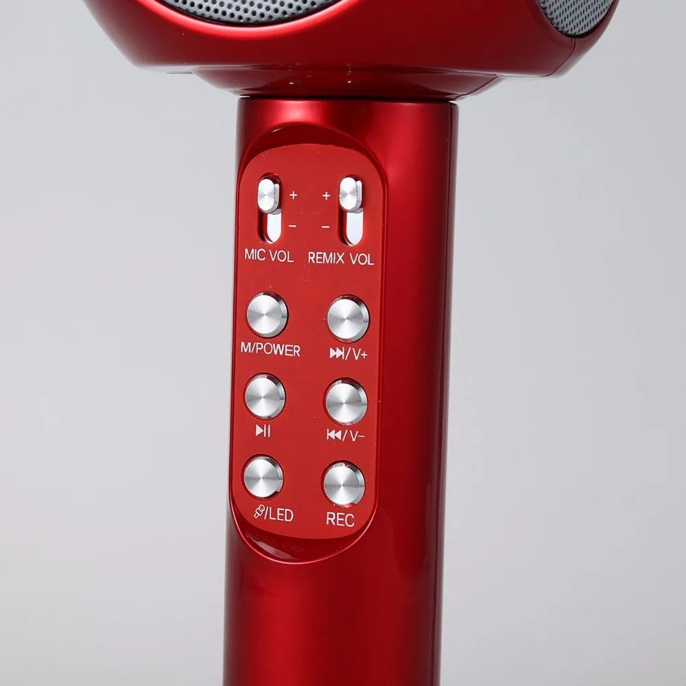 WS1816 беспроводной Bluetooth KTV микрофон для караоке динамик USB LED свет инструменты Woodwind