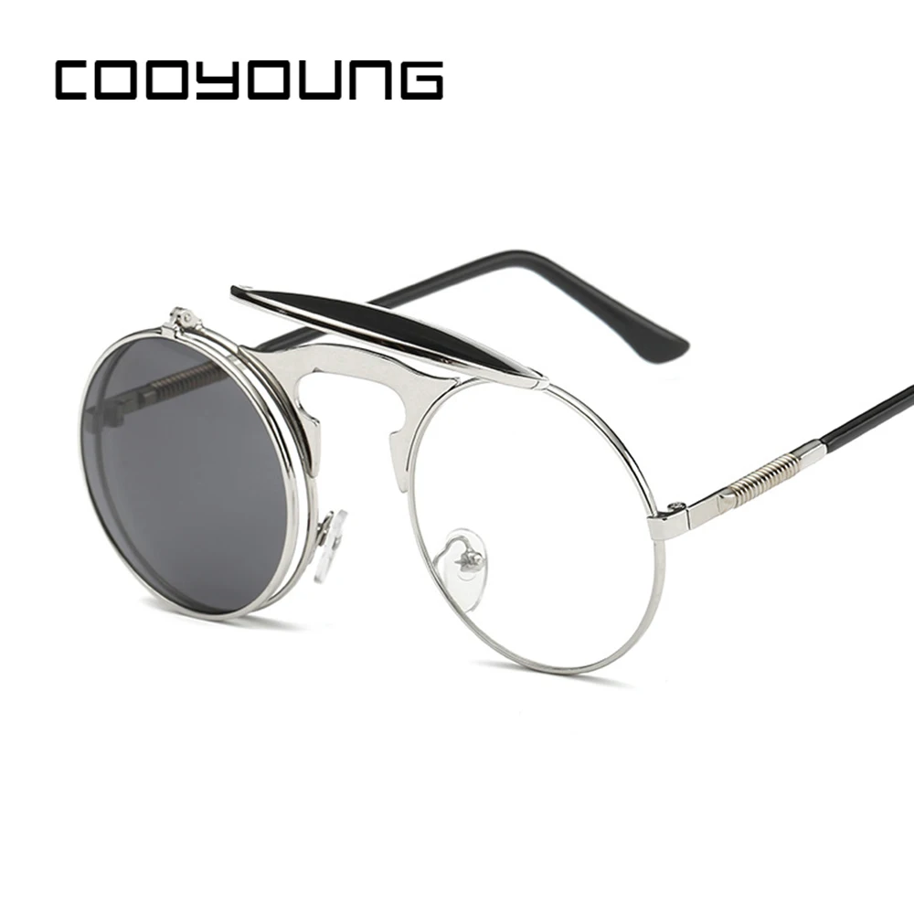 COOYOUNG Новые Модные Винтажные круглые солнцезащитные очки в стиле стимпанк ретро
