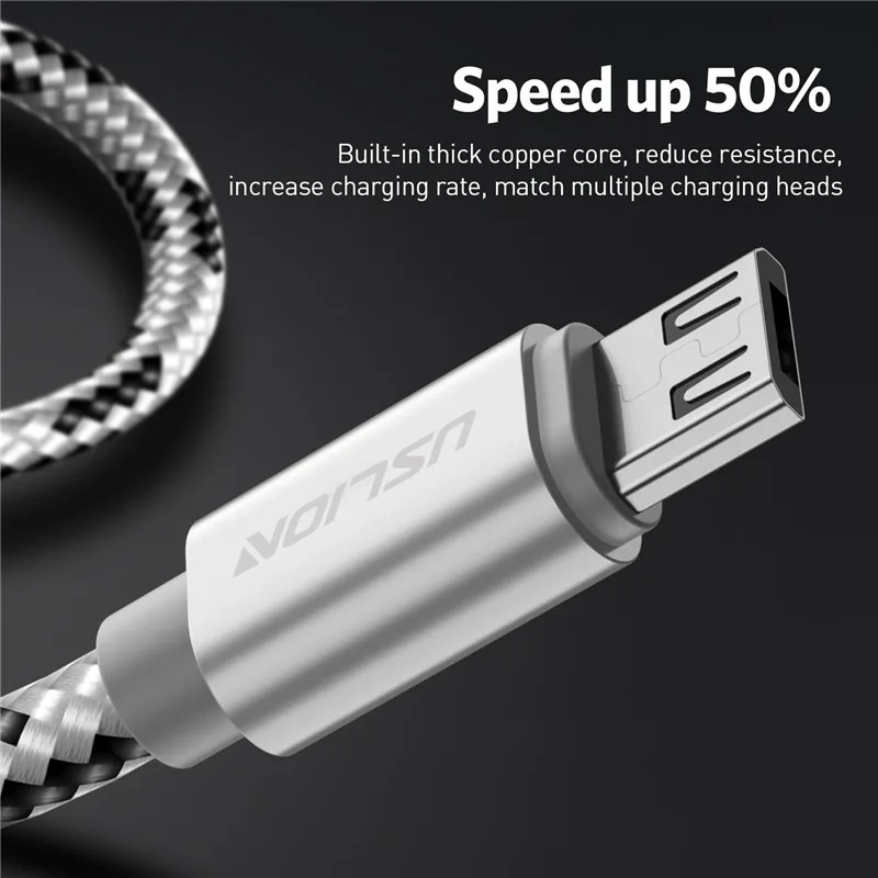 USLION Micro USB кабель для xiaomi xiomi redmi note 5 pro 4x Быстрая зарядка USB кабель для передачи данных для планшета зарядный шнур Microusb зарядное устройство
