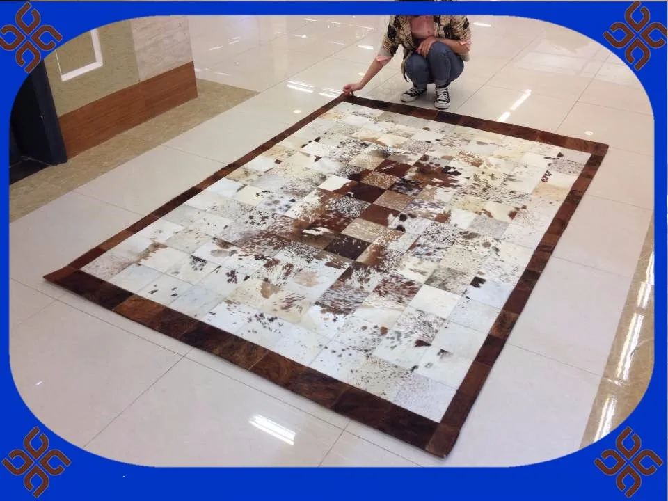 

2018 Бесплатная доставка, 100% натуральная воловья кожа, шерстяной Берберский Ковер