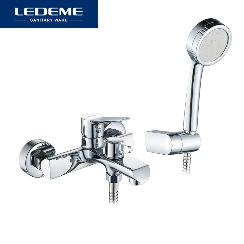 LEDEME Смесители для ванной, мульти выход воды, душ, латунь, хром, настенный смеситель для душа, смеситель для ванной комнаты, спрей, душевая головка L3269