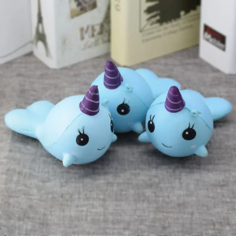 Squishy Narwhal Uni голубой кит 11 см медленно Восстанавливающий форму милый мягкий