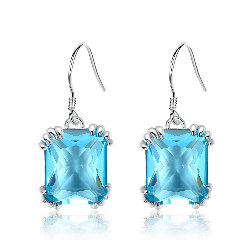Светло голубые квадратные серьги для женщин элегантные свадебные женские с