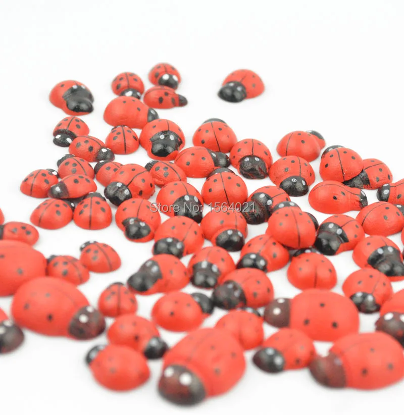 Микс 3 размера красные деревянные божьи коровки Леди Баг украшения для клипс карт