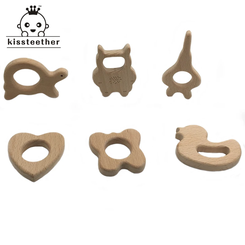 Mordedor org&aacute;nico de madera para beb&eacute;, juguete de dentici&oacute;n Natural, regalo para Baby Shower-1