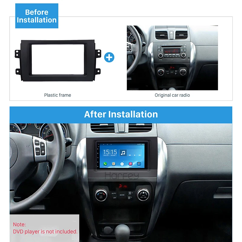 Рамка Harfey 2Din для 2005 + Fiat Sedici 2007-2013 Suzuki SX4 установка автомагнитолы комплект