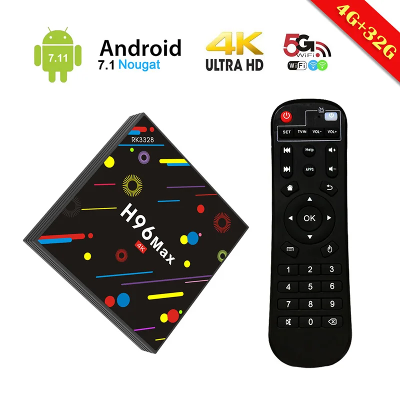 H96 Max H2 EstgoSZ 4G 64G Smart tv Box с русской клавиатурой Android 7,1 медиаплеер HDR10 телеприставка RK3328 коробка высокой емкости - Цвет: 4G 32G Tv Box