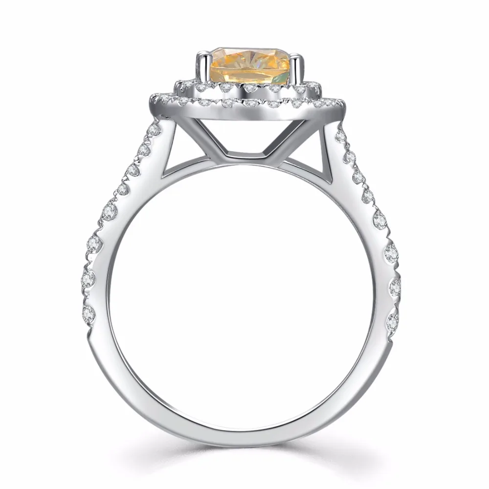 Обручальное кольцо Splendid 2Ct с искусственным бриллиантом желтого цвета 925 пробы