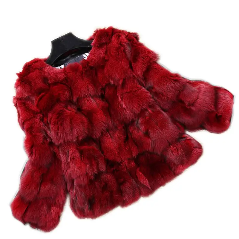 3 Red Зимняя парка из натурального Лисьего меха, женская тонкая куртка из настоящей лисы, Женская куртка из натуральной кожи, винтажная короткая женская шуба - Цвет: 3 Red