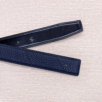 navy blue Без пряжки, Ciartuar, для мужчин и женщин, 3,2 см, ремень одного цвета, Высококачественная воловья кожа, натуральная кожа, две стороны - Цвет: navy blue