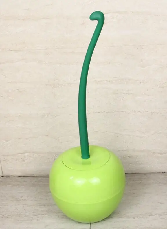 green 1 шт. милый набор для чистки туалетной щетки в форме вишни, набор для чистки ванной комнаты, креативные бытовые щетки для чистки туалета - Цвет: green