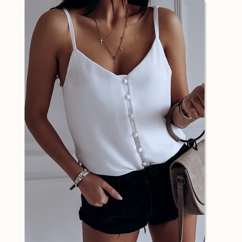 Летние повседневные майки новинка 2019 летние женские пикантные однотонные без