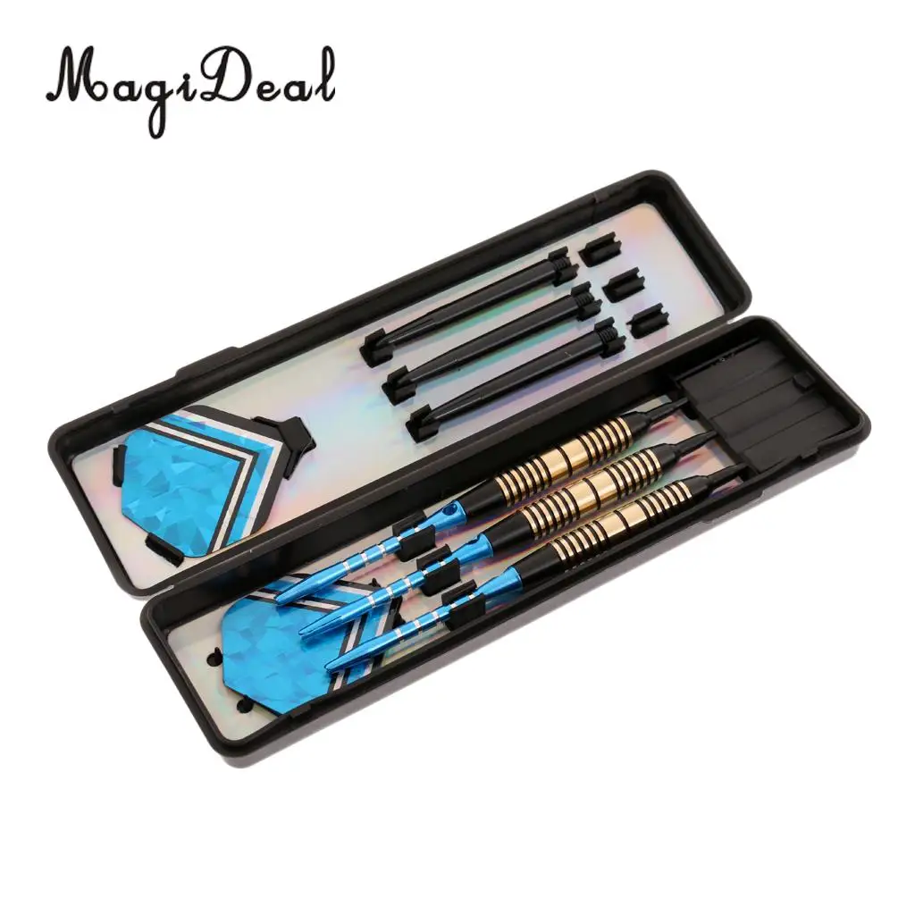 

MagiDeal 3 Pieces Brass Barrels Soft Tip Darts Electronic Darts with Dart Case - 3 Colors