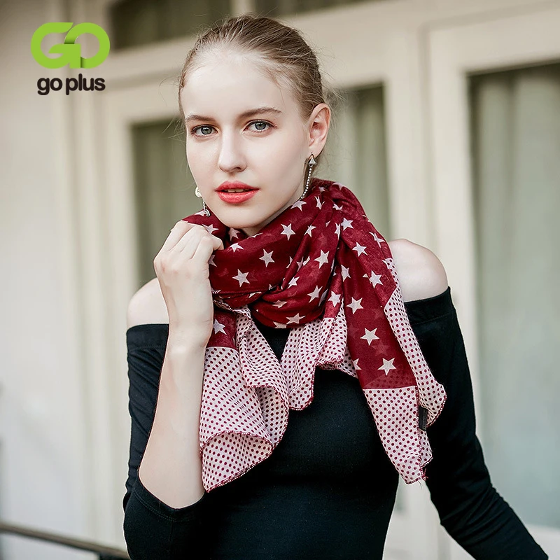 GOPLUS 2020 весна зима шарф в горошек со звездами женские хлопковые мягкие роскошные