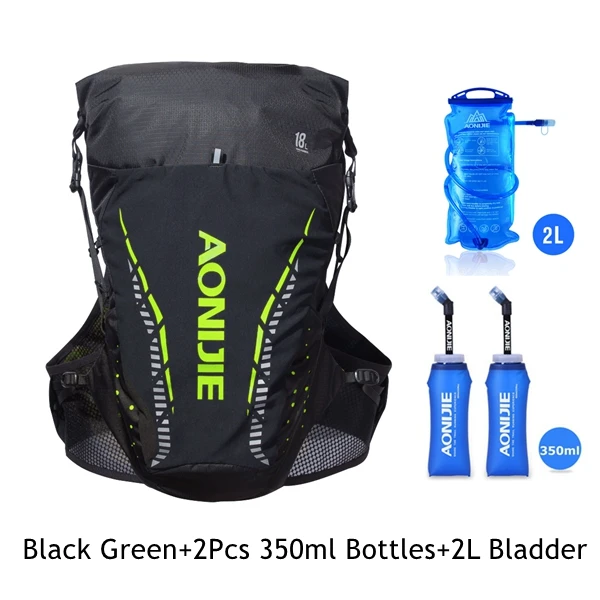 Green Full Set Aonijie, жилет для бега, гидратационная сумка, нейлон, 18L, рюкзак, сумка для прогулок на велосипеде, Пешие прогулки, тропа, марафон - Цвет: Green Full Set