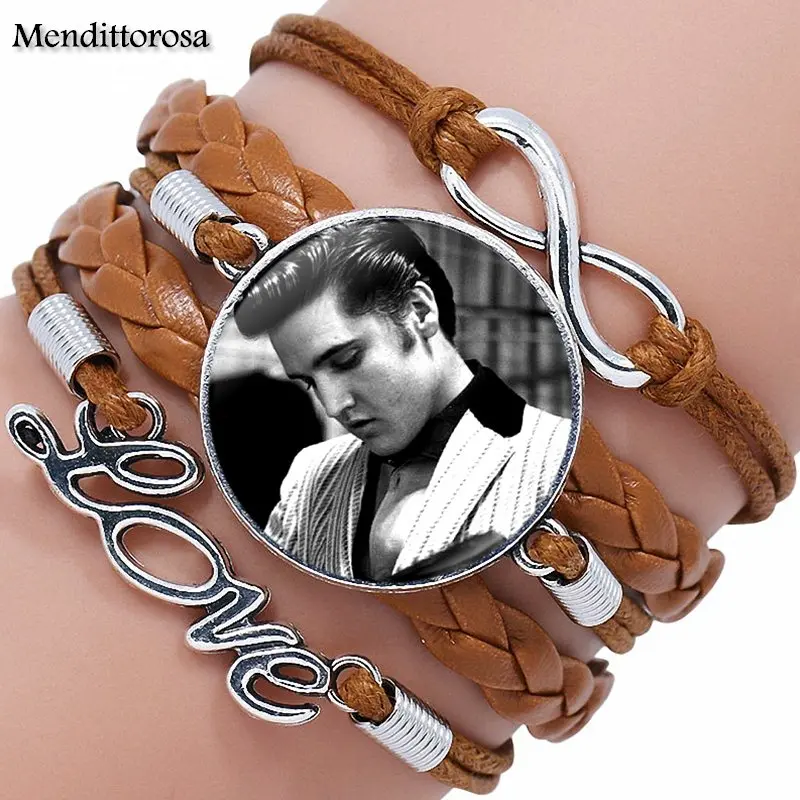 Многослойный кожаный браслет Elvis Presley для женщин и девушек Ювелирное Украшение со