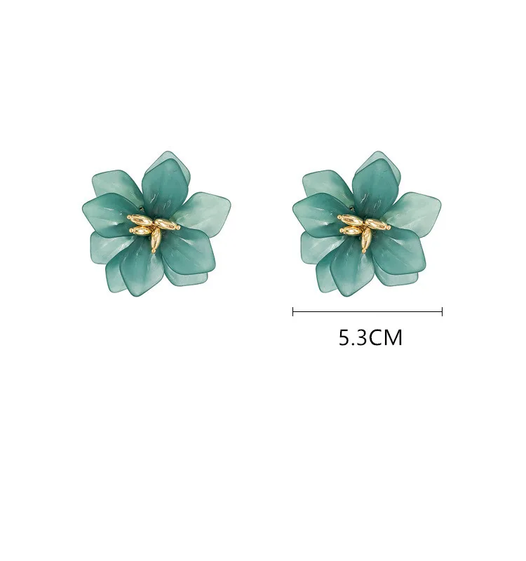 

Dominated 2019 New Design Exaggerated Resin Flower Women earrings Sweet little petals metal Drop earrings