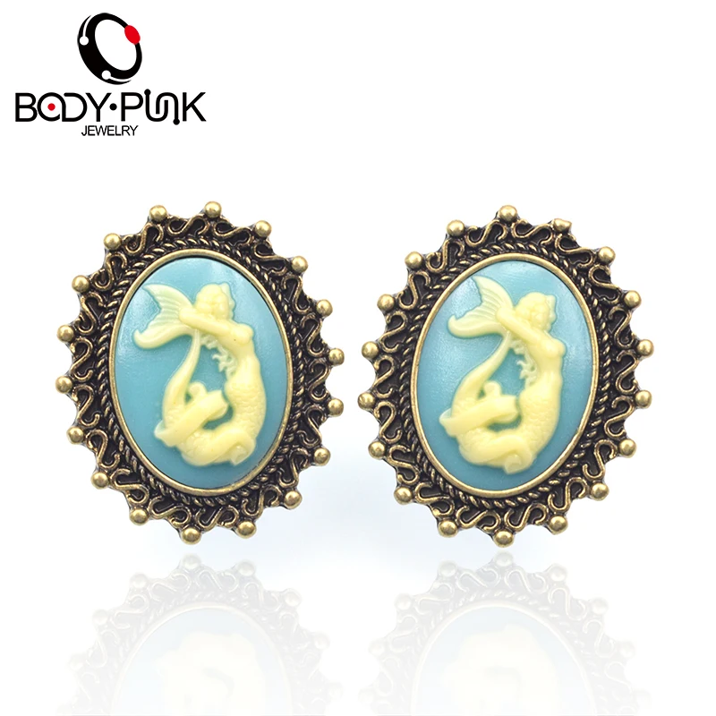 1 пара пирсинг в виде русалки из нержавеющей стали PLG 041|gauge plug|ear gaugesear gauges plugs |