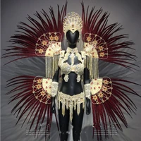 feather angel wings fashion show stage wear women dance performance costumes