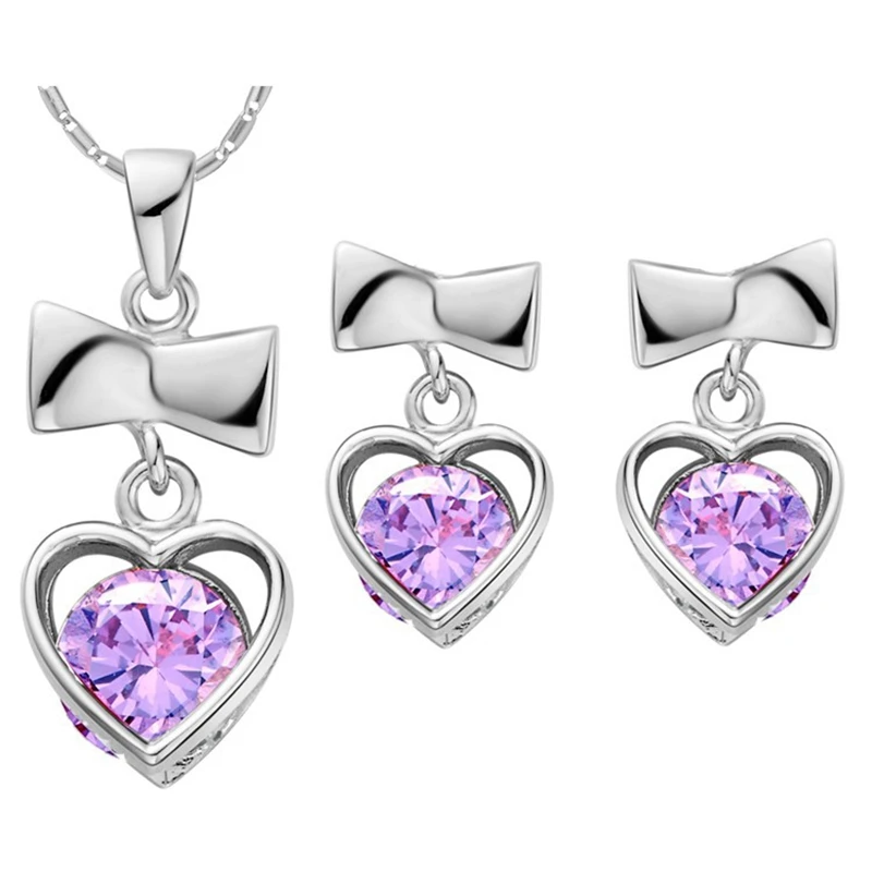 Женский Свадебный комплект из колье и серёг с кулоном в виде сердца | Украшения