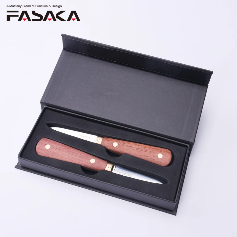 FASAKA устричный нож из нержавеющей стали набор 2 шт. деревянная ручка с острым краем