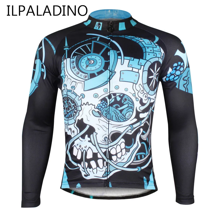 Череп прохладный мужские Cyling с длинным Майки для УФ-защитой Велосипедный Спорт