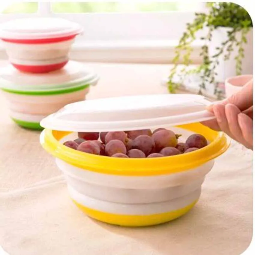 Набор посуды для пикника 3 шт./компл. силиконовая складная чашка с крышкой