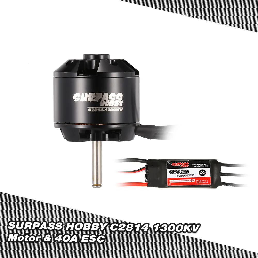SURPASS HOBBY 2814 1300KV 14 полюса бесщеточный мотор и 40A ESC 2 4S для RC Самолет с неподвижным