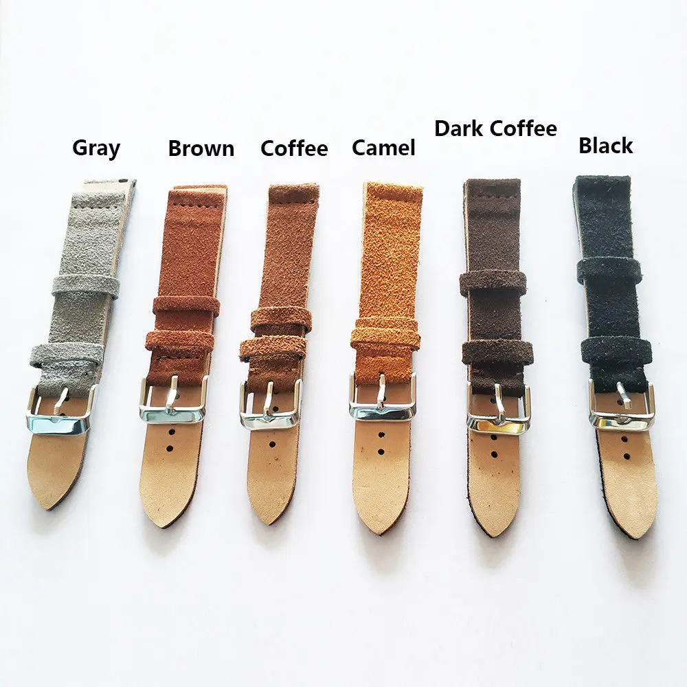 Onthelevel Handmade Suede Watch Strap Band Double Layer 18mm 20mm 22mm 24mm Black Brown Coffee Gray Color Watchband | Наручные часы