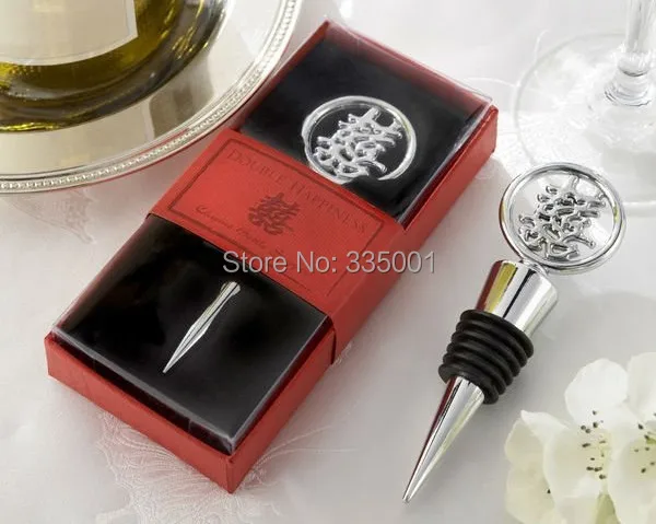 

wedding giveaways and gift--Double Happiness Bottle Stopper in Asian theme Gift Box party favor souvenir 20pcs/lot