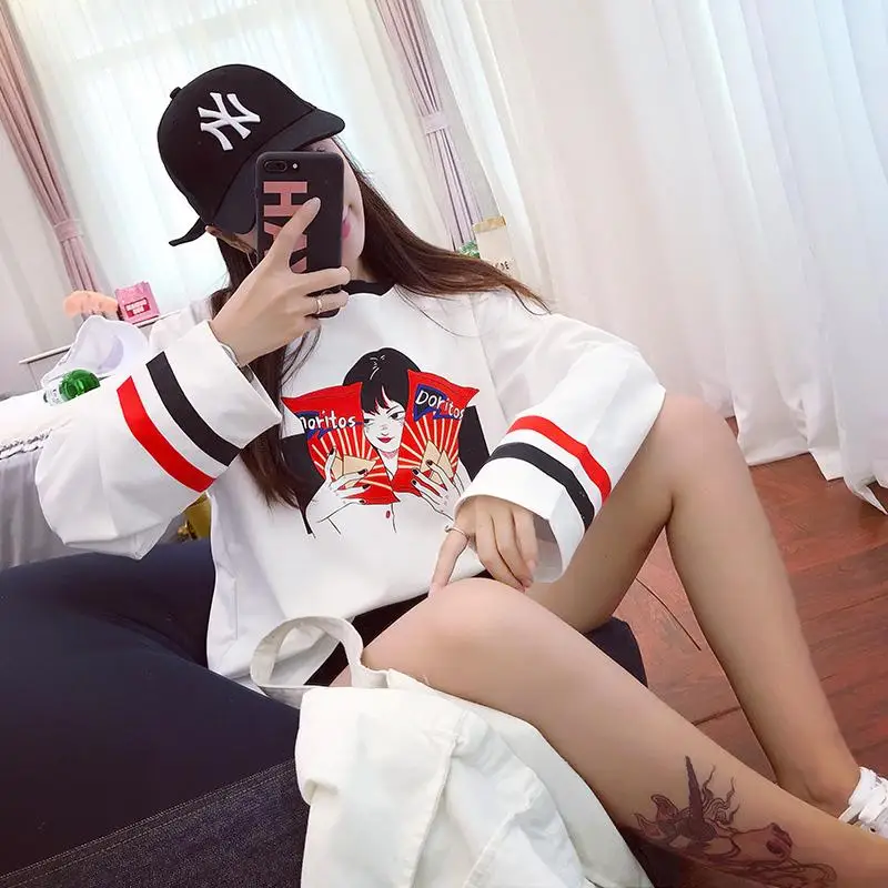 Женские футболки топы японский Kawaii Женская свободная футболка Ulzzang с мультяшным