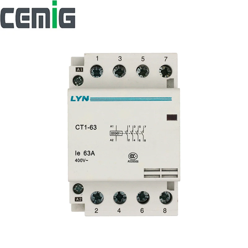 Бытовой модульный контактор переменного тока Cemig Φ 4P 32A 40A 63A 4NO 0NC 50/60Hz
