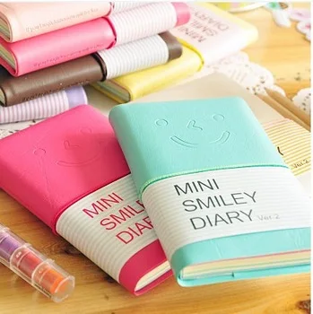 free shipping 4 pcs mini smiley diary notbook Korea stationery notepad cute diary notebook book