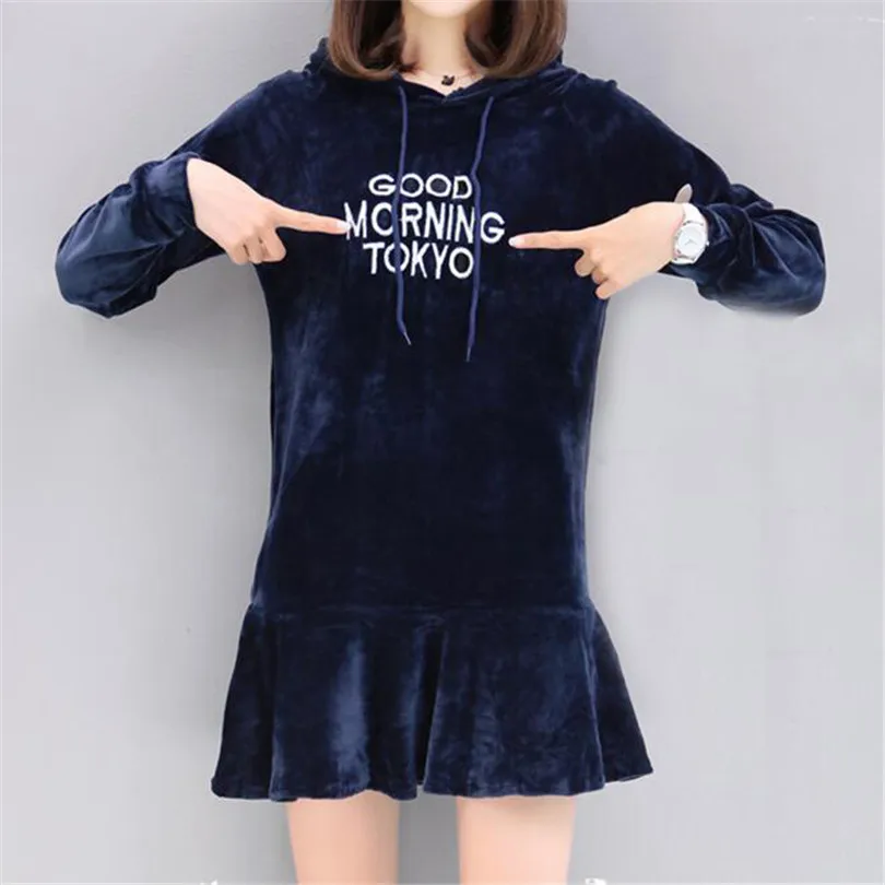 Платье с капюшоном женское вельветовое большого размера 4XL A746|velour dress|dress womendresses