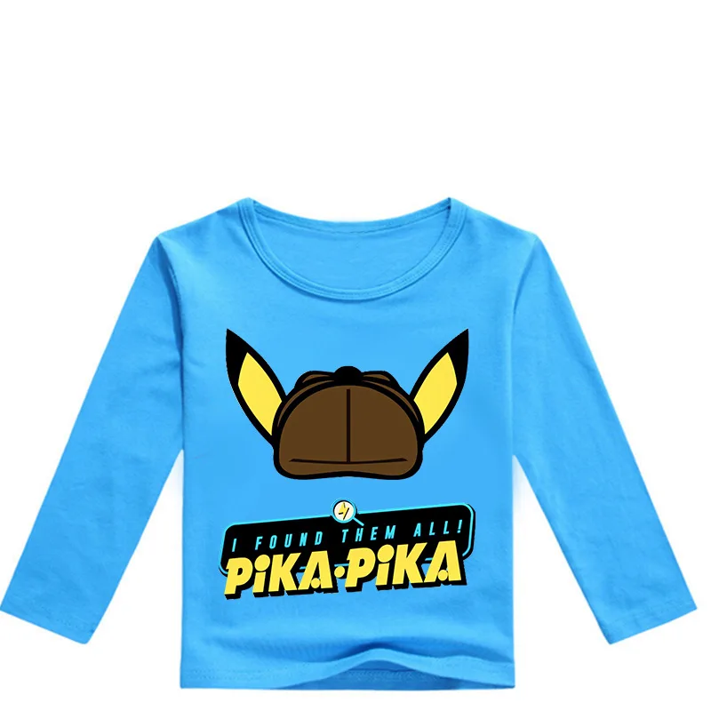 DLF 2-16Years модные Pokemon Detective футболка Пикачу детская повседневная одежда для малышей, футболка с рукавом для мальчиков футболки для девочек, топы с длинными рукавами