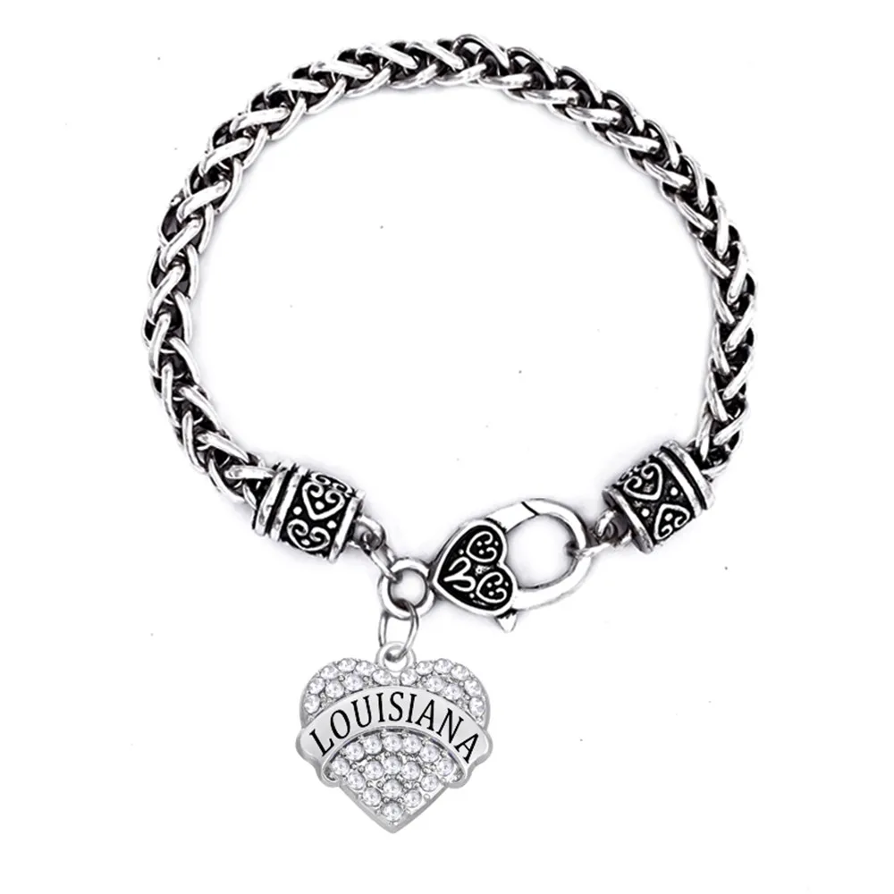 Женский браслет с подвеской в виде сердца из Луизианы|bracelet heart|charm braceletheart charm bracelet