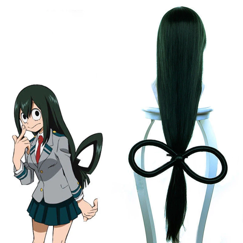 Парик для косплея из м/ф Моя геройская Академия Tsuyu Asui длинные темно-зеленые