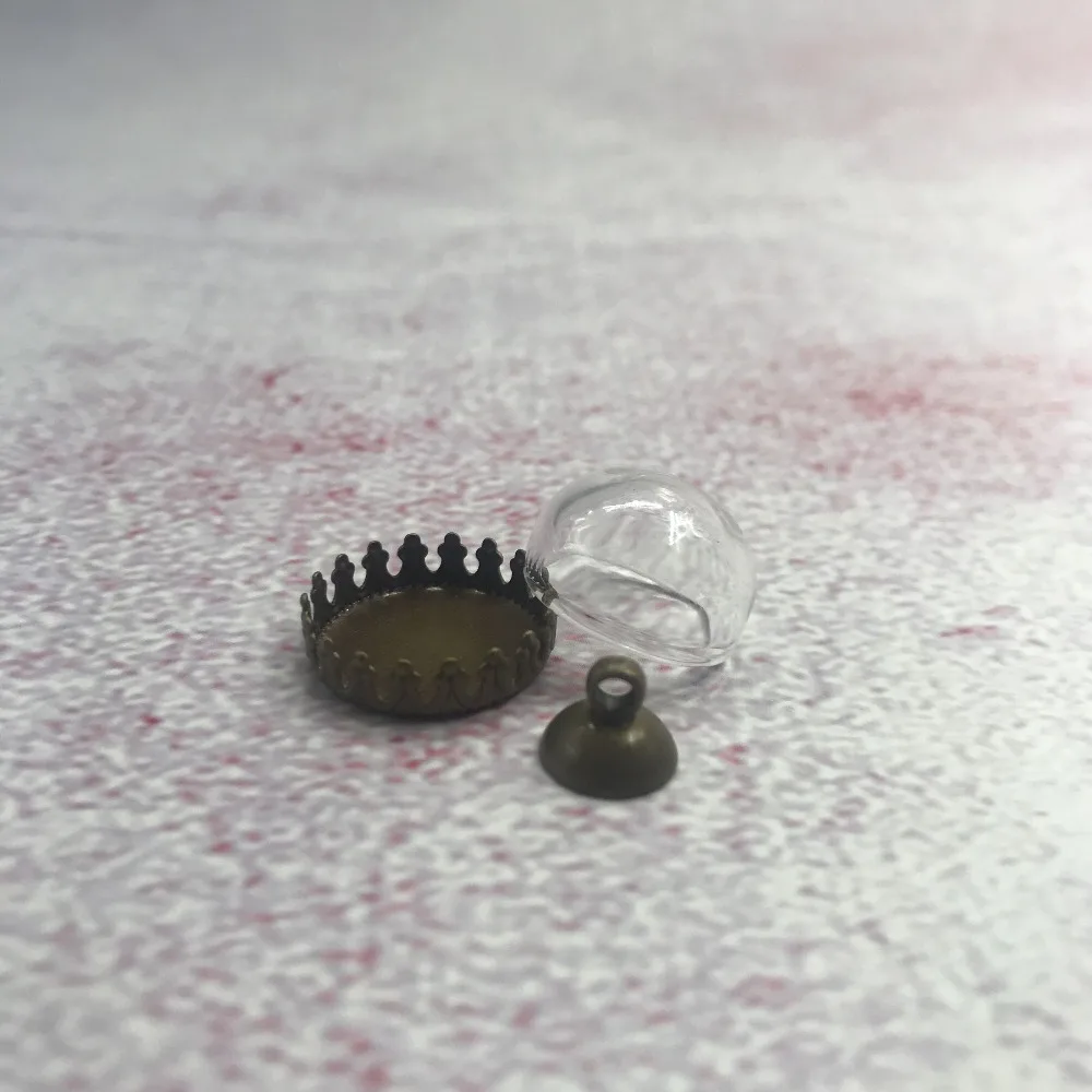 5 шт./лот 15 мм Cllear полустеклянный шар пузырьковый с серебряным/бронзовым лотком