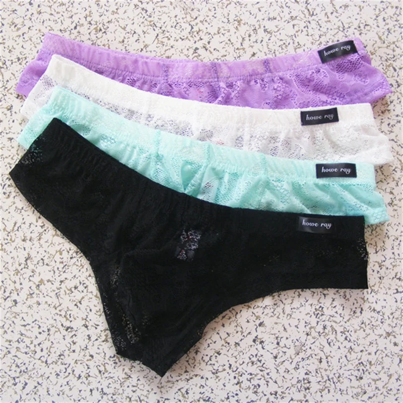 Howe Ray Брендовое нижнее белье мужские кружевные трусы Сетчатое прозрачное