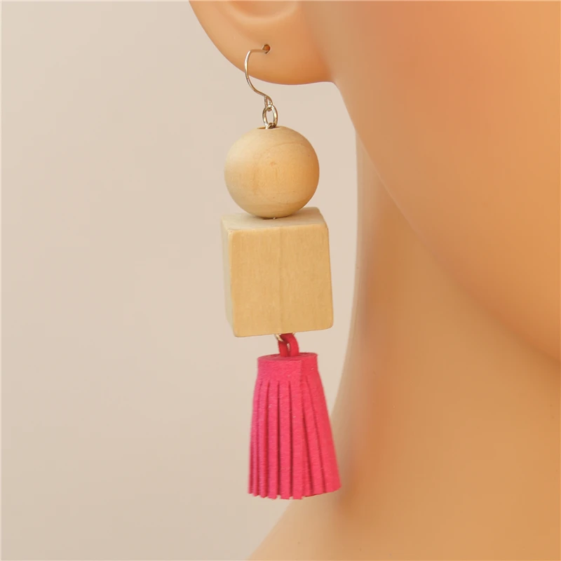 1 комплект (2 шт.) круглые деревянные кубики ручной работы серьги-капли для женщин