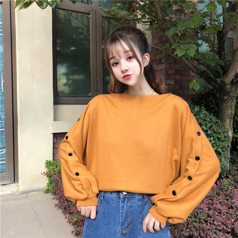 3 цвета Mihoshop Ulzzang Корейская женская модная одежда с круглым вырезом Свободные
