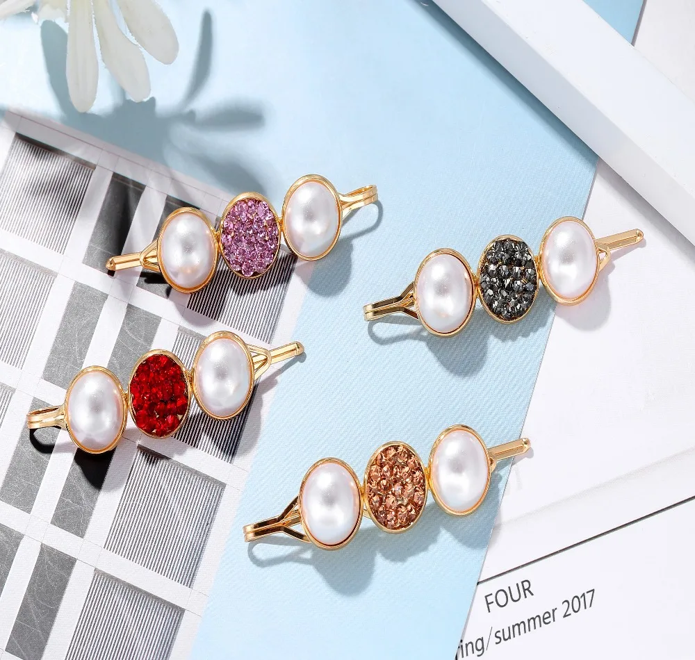 Модные женские заколки с имитацией жемчуга элегантные для волос в Корейском