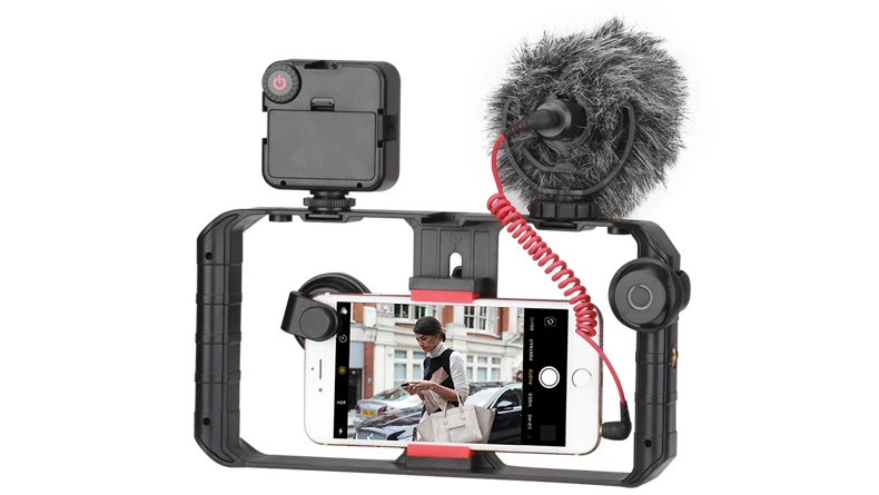 Ulanzi смартфон видео Риг Youtube Facebook Live Stream стабилизатор w микрофон светодиодный светильник Bluetooth пульт дистанционного управления для iPhone 8