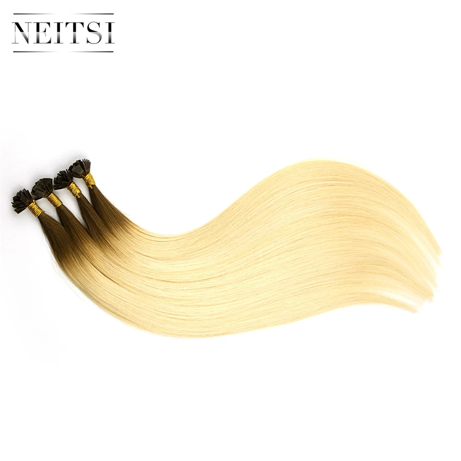 R8-60 Neitsi двойной нарисованный Remy плоский наконечник человеческих волос для наращивания 2" 1,0 г/локон 25 шт Прямые капсулы кератин предварительно скрепленные салонные волосы образец - Цвет: R8-60