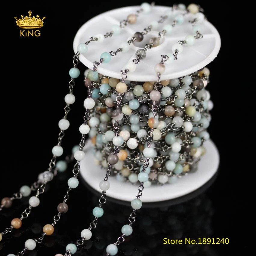 5 метров гладкие круглые цепи из амазонита для ювелирных изделий|bead chain|chains for