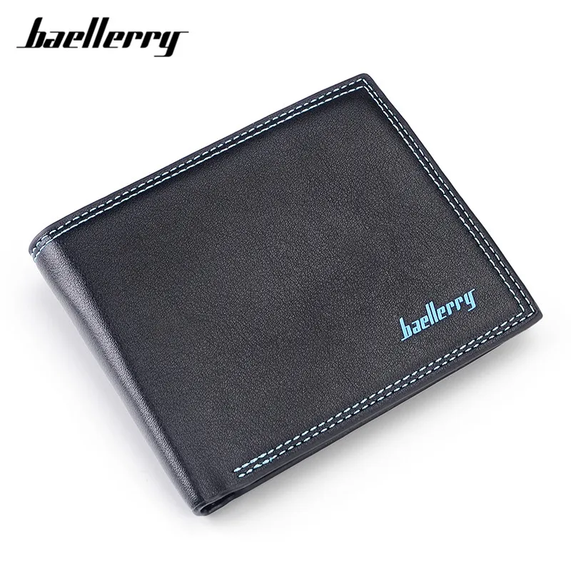 Сверхтонкие повседневные мужские кошельки Baellerry двойного сложения, дизайнерский тонкий кошелек бренда для мужчин, мужские кошельки MW334