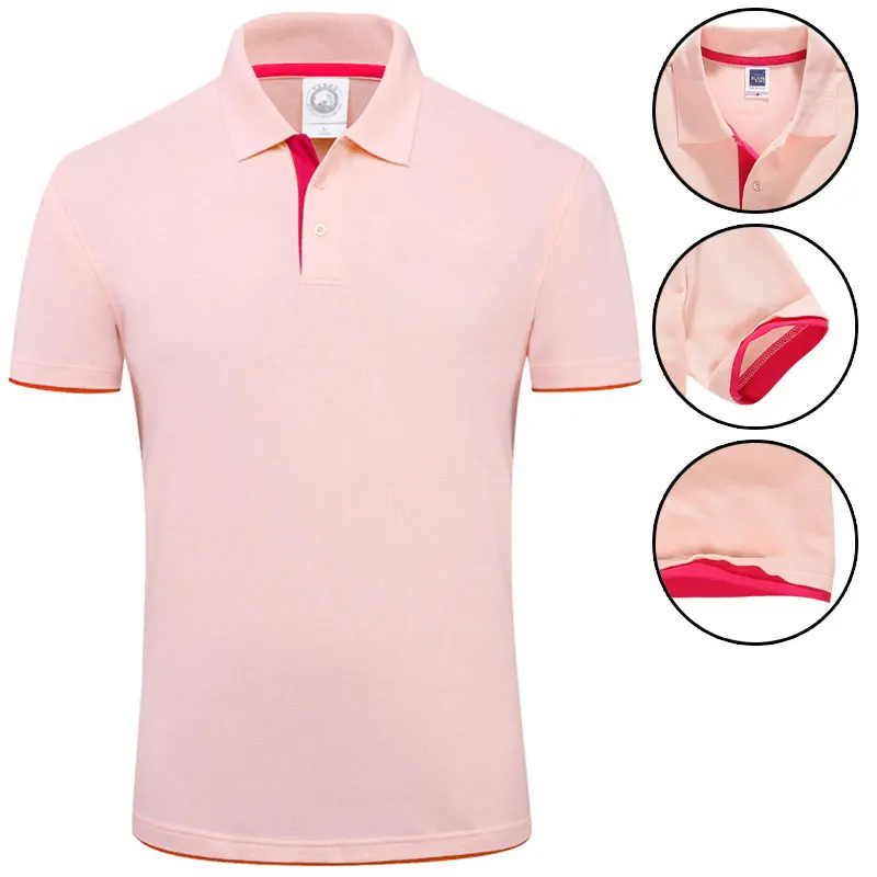 Pink MYDBSH, плюс размер, Мужская фирменная рубашка-поло, короткий рукав, воротник, однотонный, хлопок, Camisa Polo, Мужская одежда, Homme, Chemmise, известный Hombre - Цвет: Pink